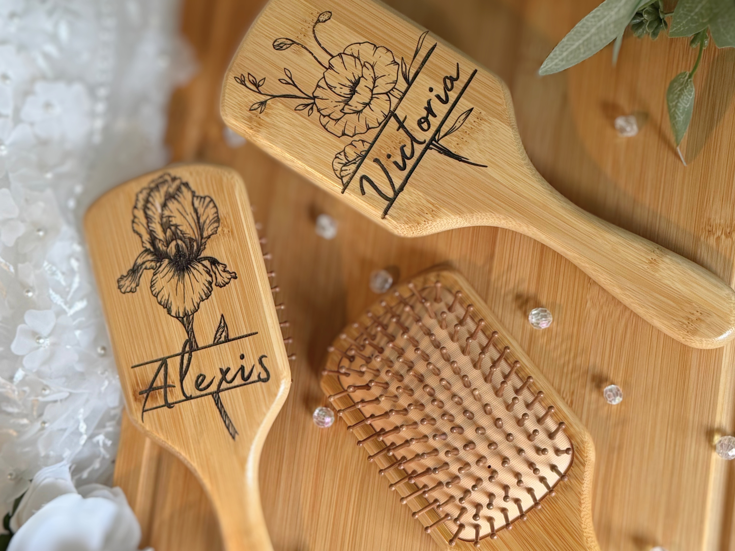 Birth Flower Hairbrush