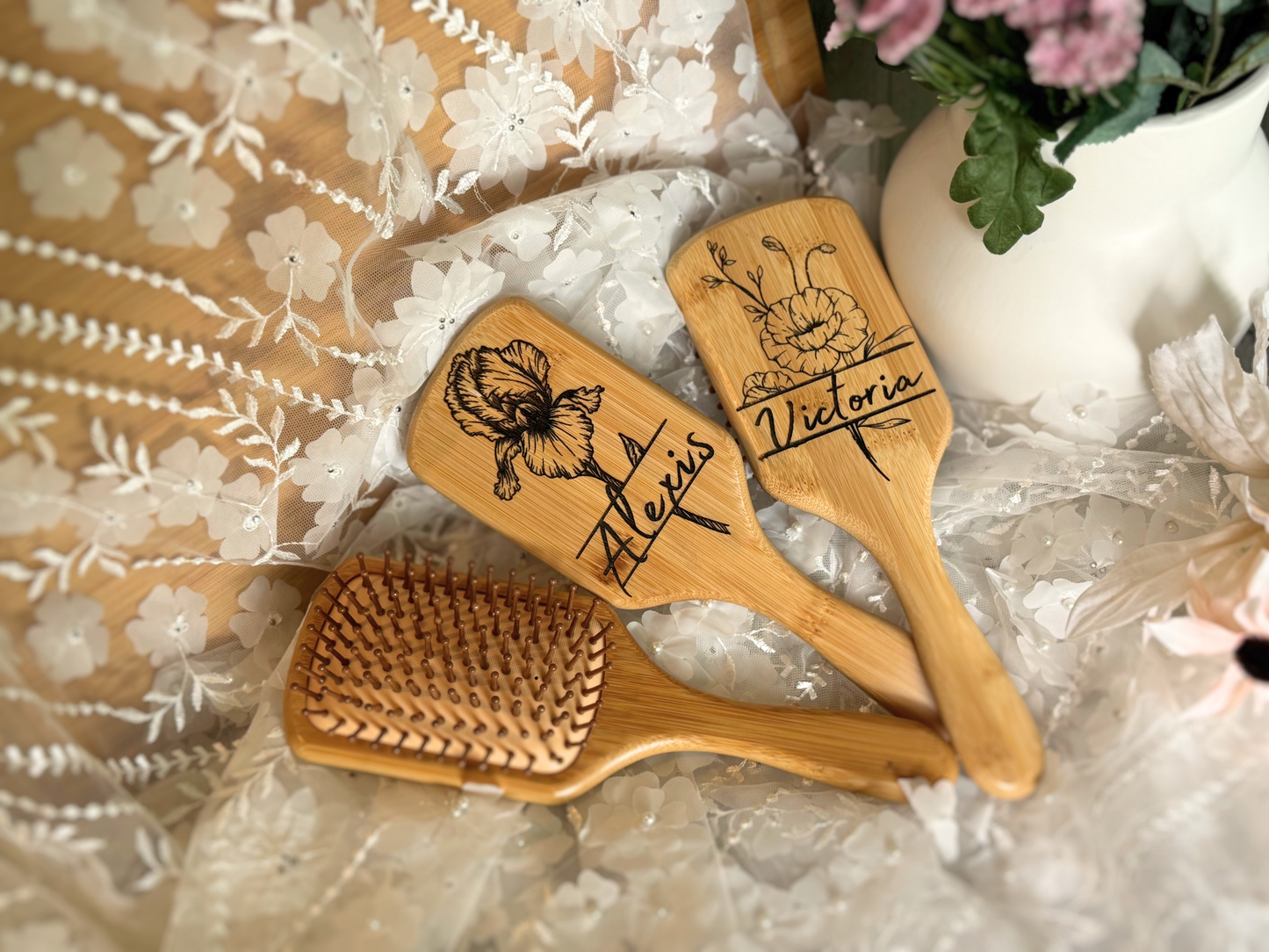Birth Flower Hairbrush